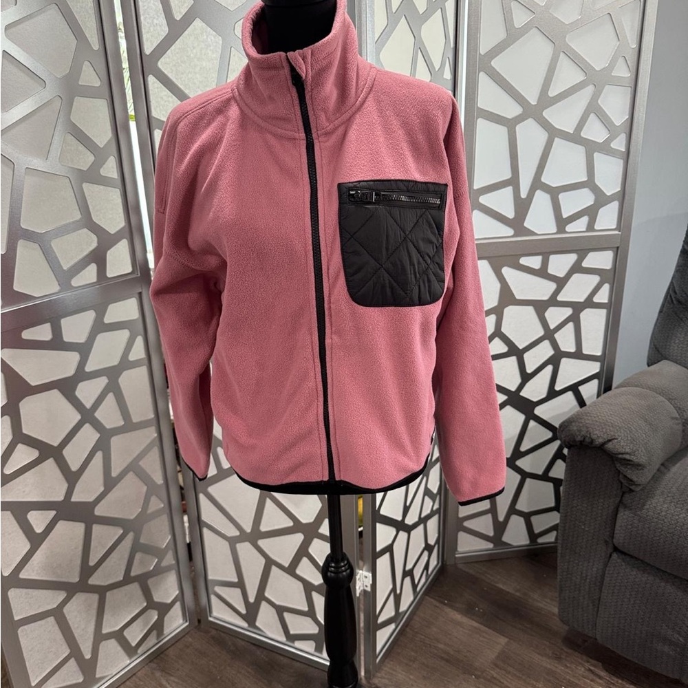 Calvin Klein Performance Pink Fleece Jacket with Black Pocket